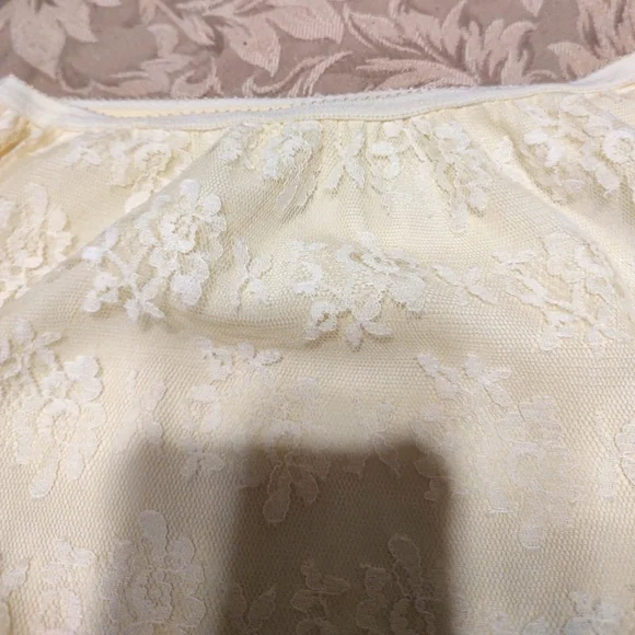 🔸💛🔸Divine Vintage 50's Buttercup Yellow Floral Lace & Satin Bow Slip - S/M - Picture 14 of 16